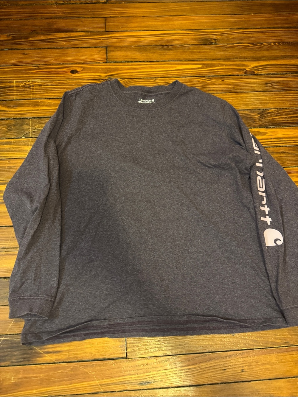 Carhartt Womens Long-Sleeve Crewneck Shirt — Charcoal Gray with Sleeve Logo